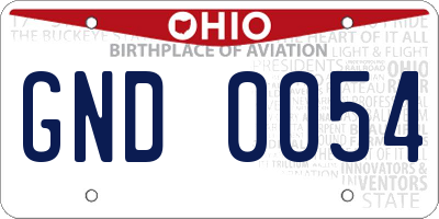 OH license plate GND0054