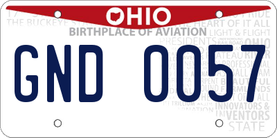 OH license plate GND0057