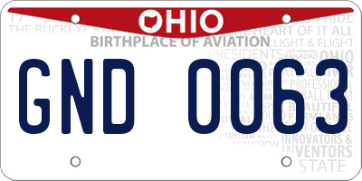 OH license plate GND0063
