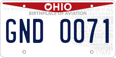 OH license plate GND0071