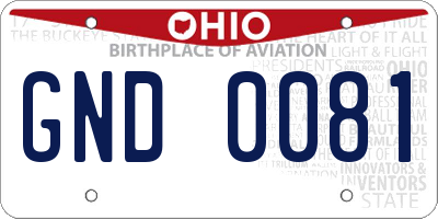 OH license plate GND0081