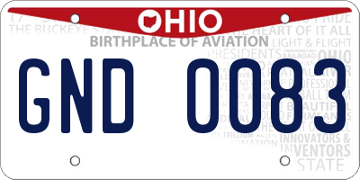 OH license plate GND0083