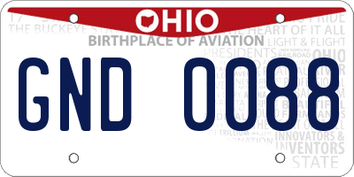OH license plate GND0088