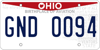 OH license plate GND0094