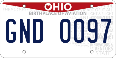 OH license plate GND0097