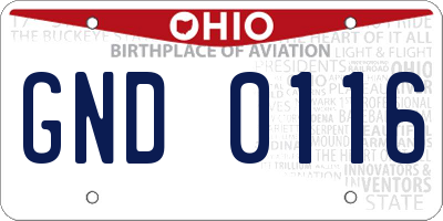 OH license plate GND0116