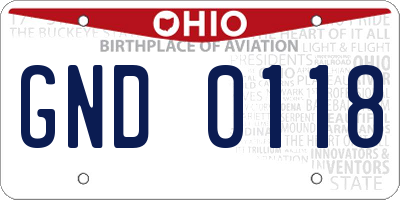 OH license plate GND0118