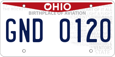 OH license plate GND0120