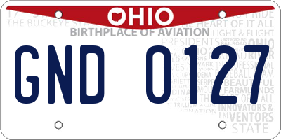 OH license plate GND0127