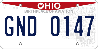 OH license plate GND0147