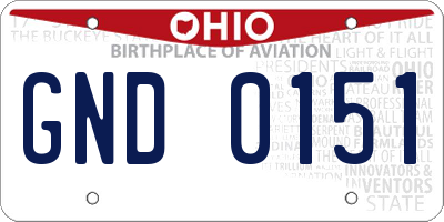 OH license plate GND0151