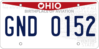 OH license plate GND0152