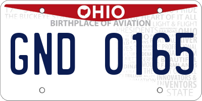 OH license plate GND0165