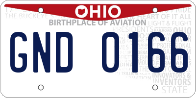 OH license plate GND0166