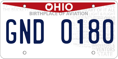 OH license plate GND0180