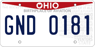 OH license plate GND0181
