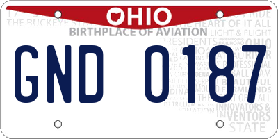 OH license plate GND0187