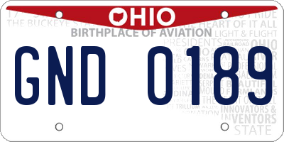 OH license plate GND0189