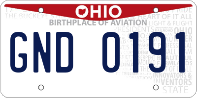 OH license plate GND0191
