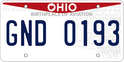 OH license plate GND0193
