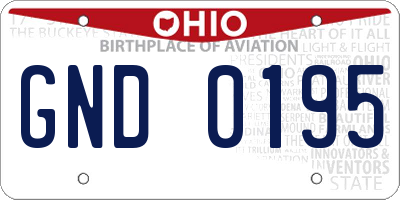 OH license plate GND0195