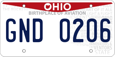 OH license plate GND0206