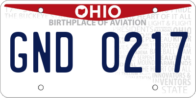 OH license plate GND0217