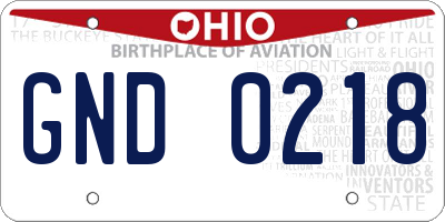 OH license plate GND0218