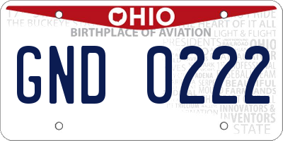 OH license plate GND0222