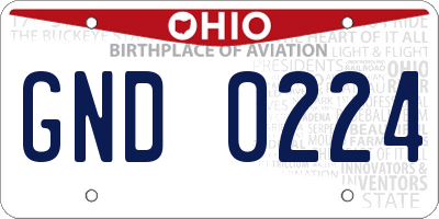 OH license plate GND0224