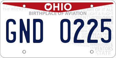 OH license plate GND0225