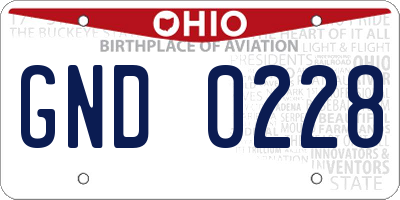 OH license plate GND0228
