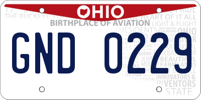 OH license plate GND0229