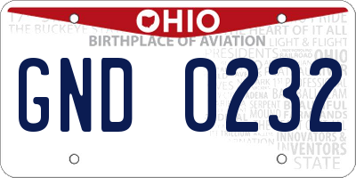OH license plate GND0232