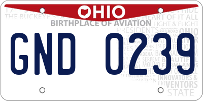 OH license plate GND0239