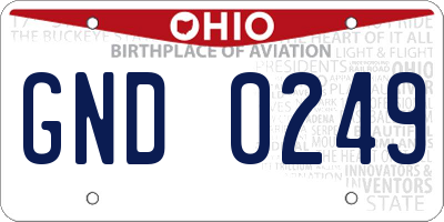 OH license plate GND0249