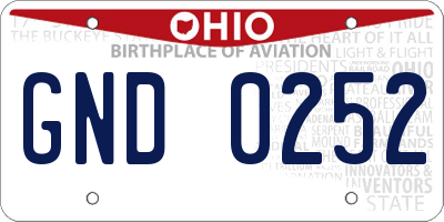 OH license plate GND0252