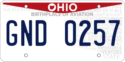 OH license plate GND0257