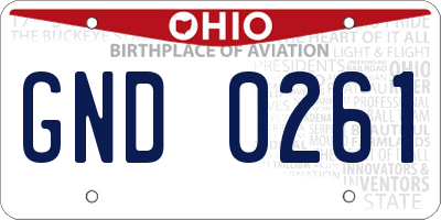 OH license plate GND0261