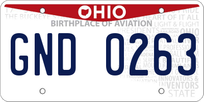 OH license plate GND0263