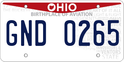 OH license plate GND0265