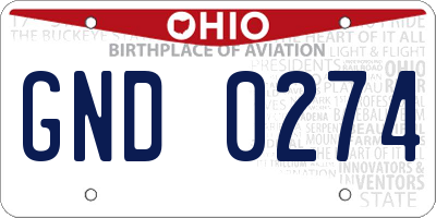 OH license plate GND0274