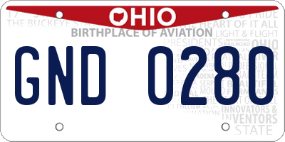 OH license plate GND0280