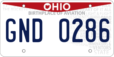 OH license plate GND0286