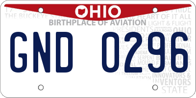 OH license plate GND0296