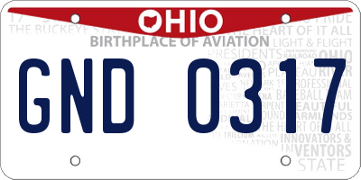 OH license plate GND0317