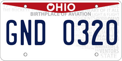 OH license plate GND0320