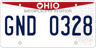 OH license plate GND0328