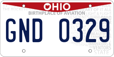 OH license plate GND0329