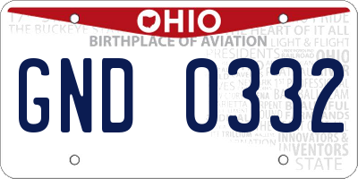 OH license plate GND0332